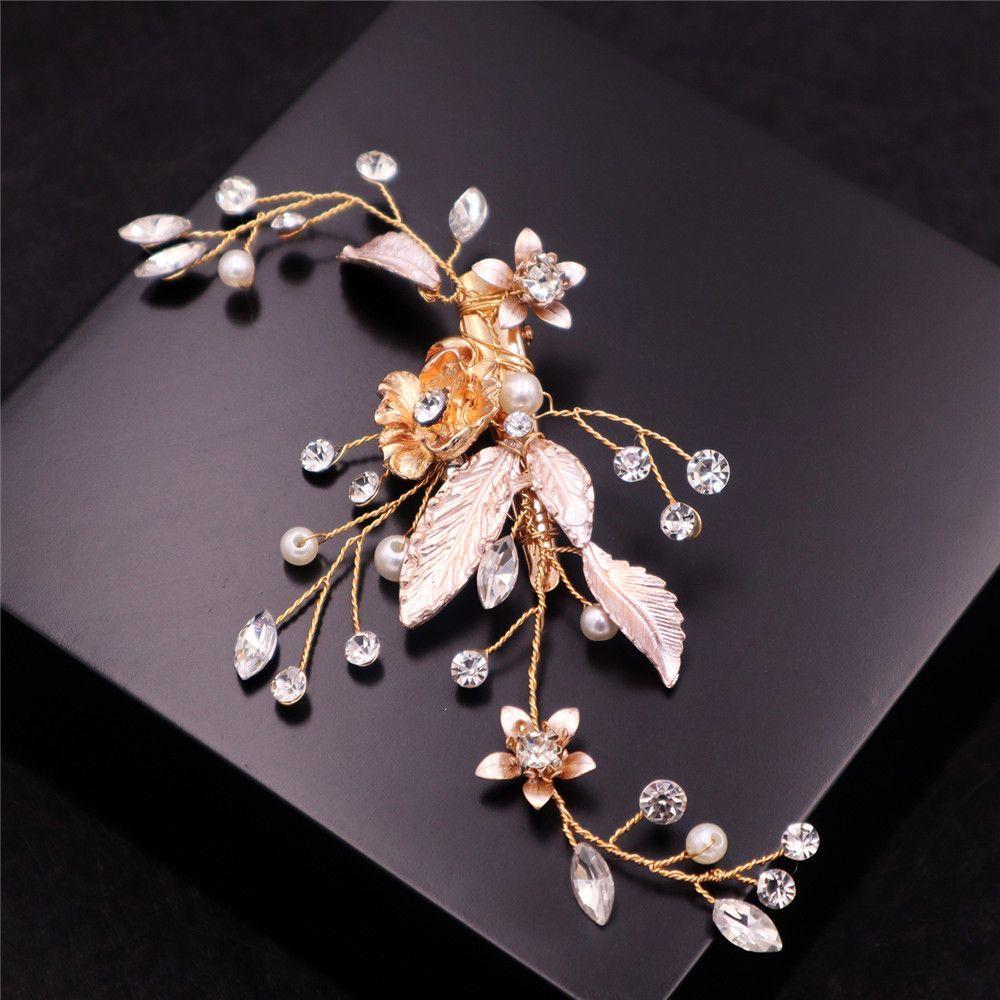 Wedding Hair Accessories Bride Headwear for Bridal Alloy Flower Hair Pins Crystal Hair Clip