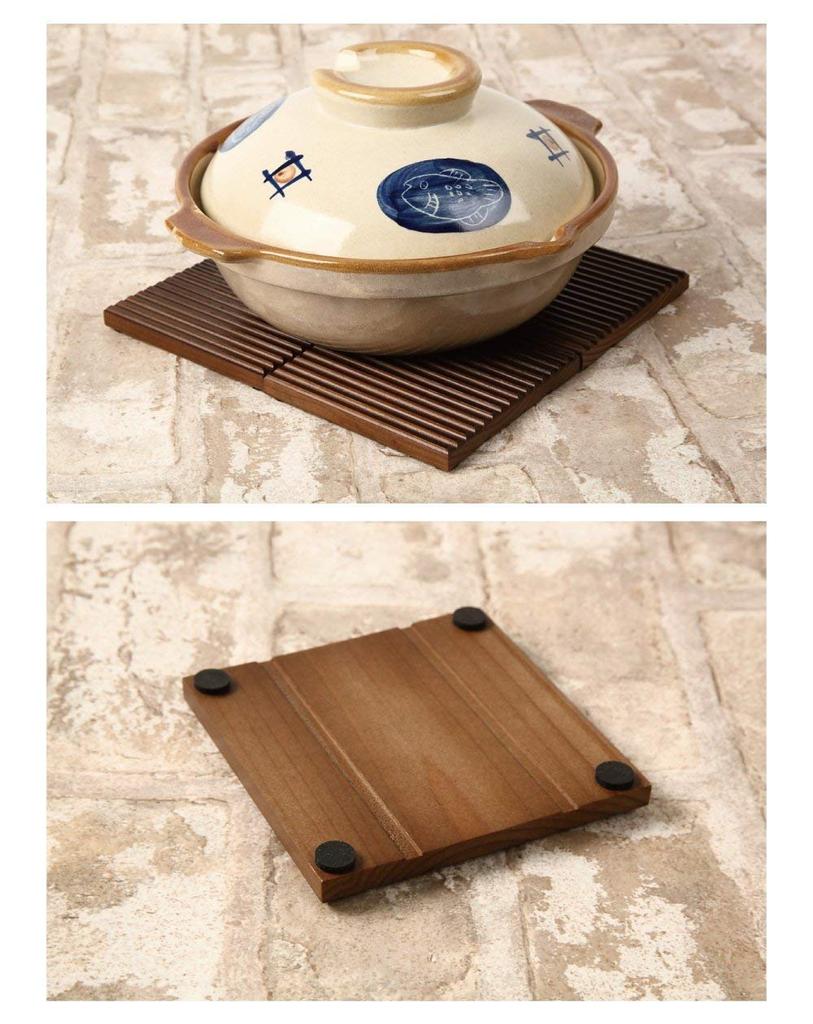 Set of 4 Brown Coasters Harvested from the Mountains of Gifu, 95 X 95 X 9mm, km-17BR, Made In Japan