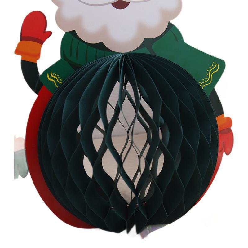 Christmas Honeycomb Paper Flowers & Santa Snowman Gift Box Decoration