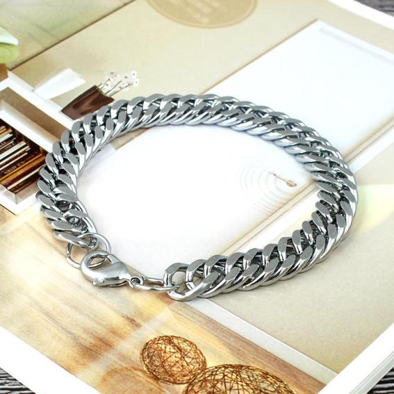 Trendy Titanium Steel Star Bracelet: Bold, Wide, Flat Chain for Men & Women