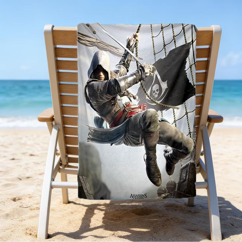 Ultra-Soft Beach Towel with Assassin's Creed Theme,Ideal for Pool - Camping, Diving - Perfect Travel Essential, Vibrant Beach Towel.