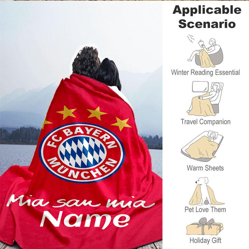 Custom Name Bayern Munich Crest Blanket Lightweight Ideal Bedding Blanket Perfect for Travel, Camping, Living Rooms, Sofas, Christmas gift