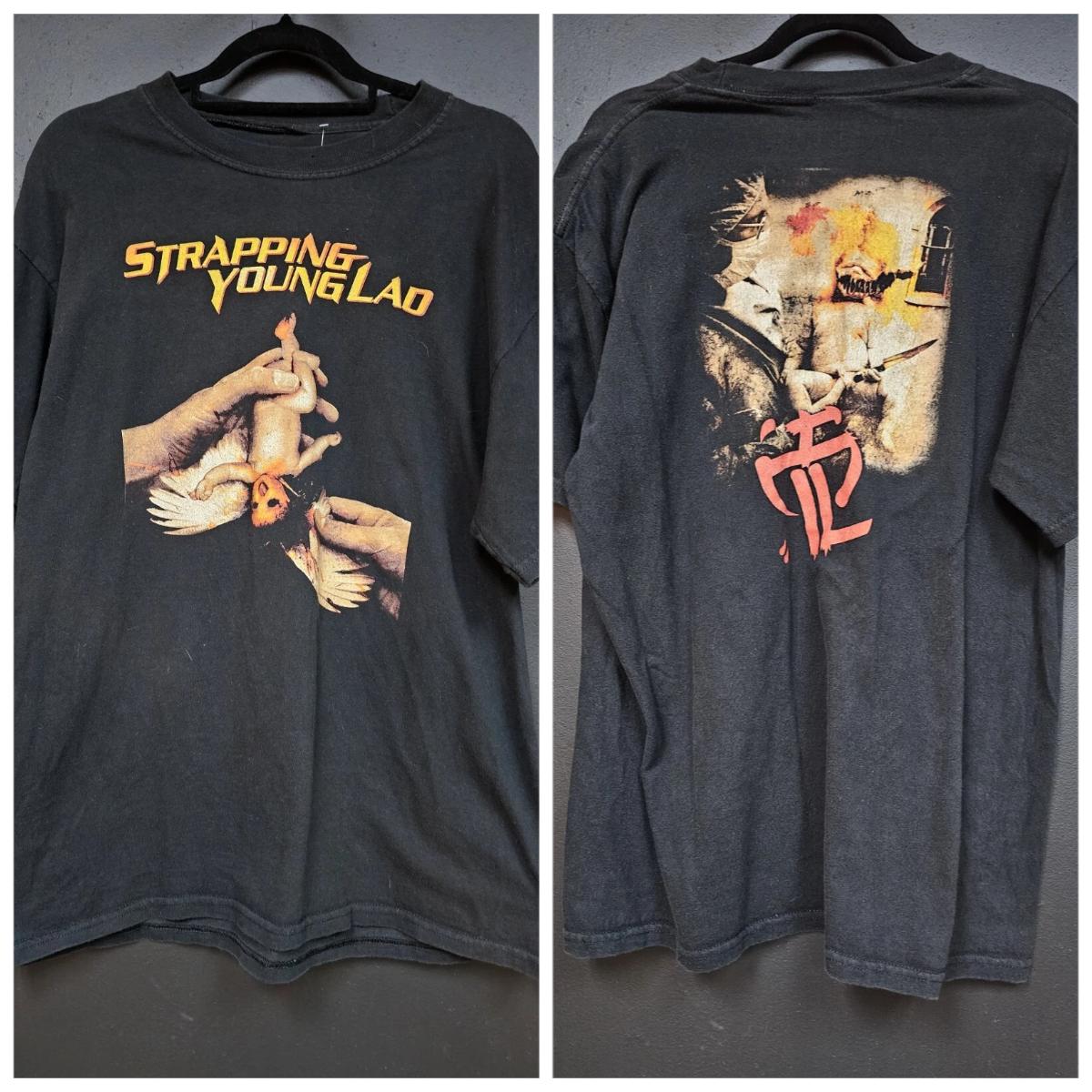 

Летняя винтажная футболка группы Strapping Young Lad Y2K размера XL двусторонняя футболка оверсайз Девина Таунсенда 3XL