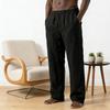 Men Linen Casual Pants Breathable Loose Fit Summer Trousers Solid Color Holiday Pants for Travel Beach Vacation