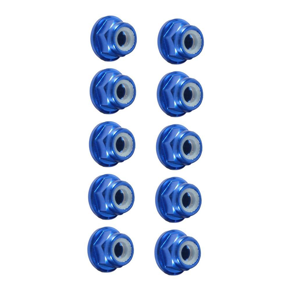 10 Stück M3 / M4 Gewindegröße Nylon-Einsatz Selbstsichernde Muttern Aluminiumlegierung Nylon-Einsatz CNC-Sicherungsmuttern mit Flansch Sechskant
