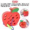 Lacing toy, Montessori style, fruit design, wooden, caterpillar and apple maze, for boys and girls, birthday gift.