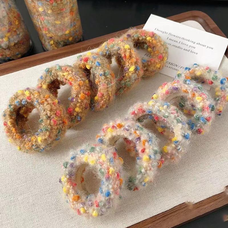 10pcs/canned Multicolor Plush Hair Rope for Women High Elastic Hair Rope Fashion  Girl Does Not Damage Hair Hair Ties
