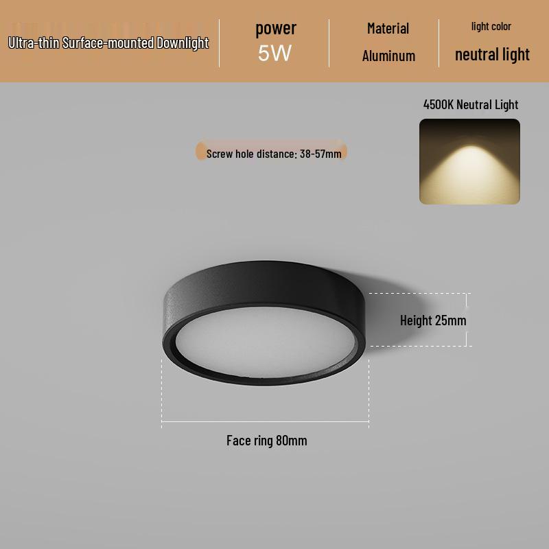 Ultradünne LED Aufbau Deckenleuchte Rund für Gänge, Flure, Eingangsbereiche - Stanzfreie Installation