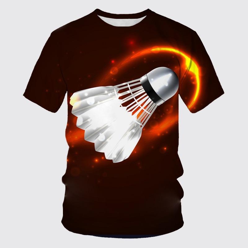 T-shirt Imprimé 3D Hot Blood Badminton Vêtements de Sport Loisir Streetwear T-shirt Oversize Manches Courtes Pulls Haut