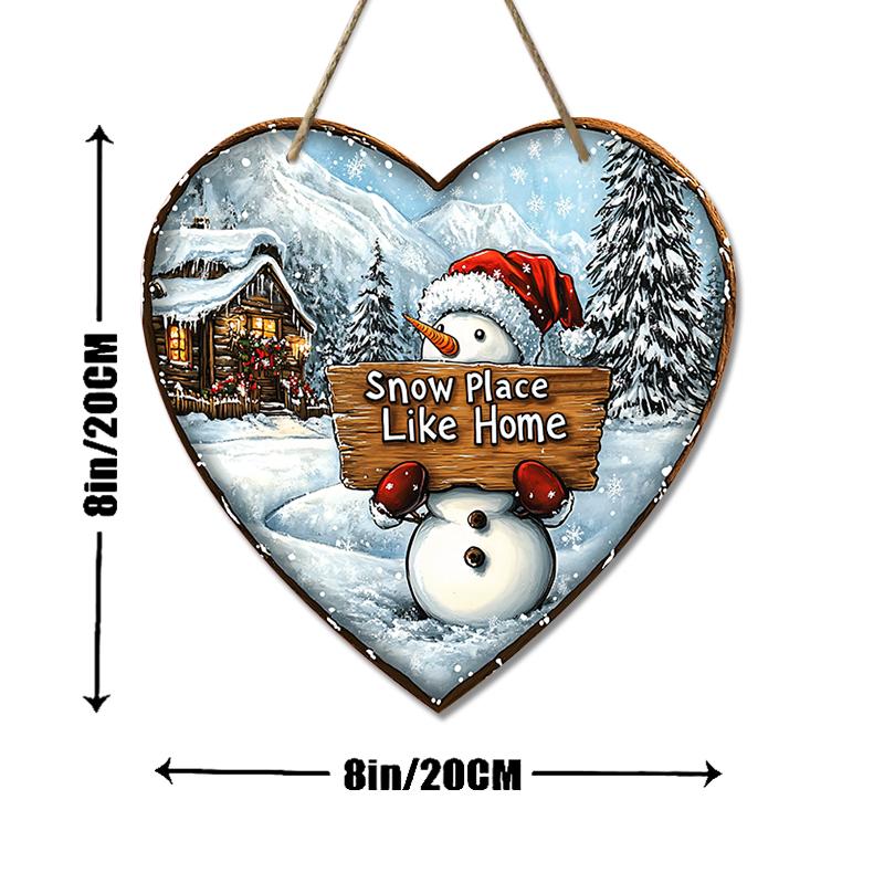 Christmas Decoration Sign,indoor Hanging decorations,2D Flat Wooden Products with Snowman pattern,Christmas Gifts for Friends and Family