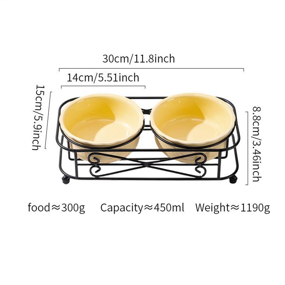 

Cat Food Bowl Dispenser Dish With Stand Ceramic Dog Cat Bowl Set Pet Supplies For Feeding Small Dogs Puppy Kitten Indoor Outdoor жёлтый