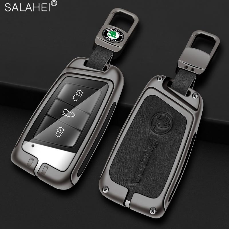 Zinc Alloy Car Smart Remote Key Case Bag Cover Holder Shell Fob For Skoda Superb A7 Karoq Kodiaq 2020 2021 Keychain Accessories EH4