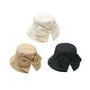 Bucket Hat with Hand-Knotted Bow Decoration Flat Dome Wide Brim Women Fisherman Hat Summer Outdoor Sun Protection Hat