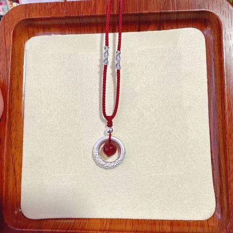 Acacia bean auspicious cloud DIY woven couple safety buckle bow transfer bead pendant simple double-layer necklace