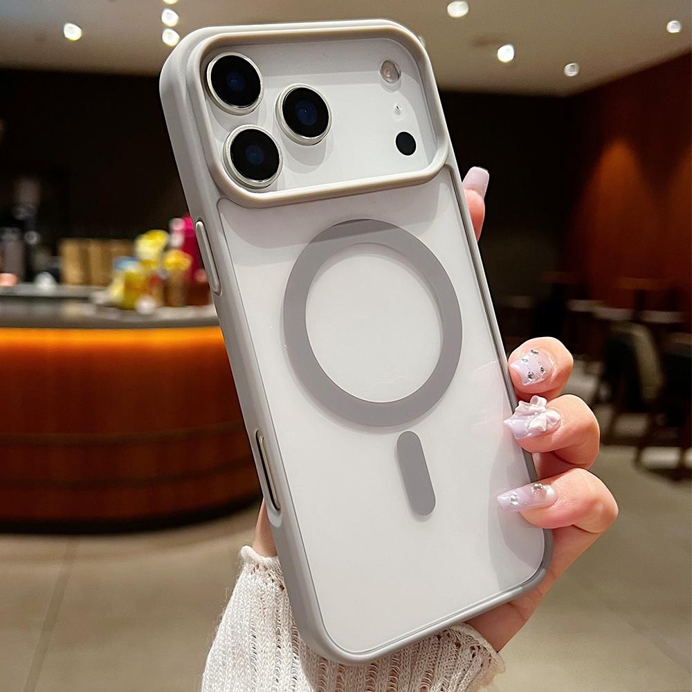 

Matte Titanium Gray armor magnetic charging hard cover for iPhone 17 16 15 Pro Max Air Plus magsafe scratch-proof phone cover iPhone17 Pro