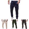 Men's Slim Fit Cuffed Trousers With Adjustable Waist And Multiple Pockets