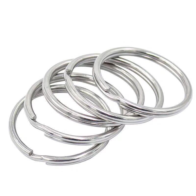 FACEMINI CJ-374 Stainless Steel Keychain Rings 15mm Double Loop (50 Pcs)
