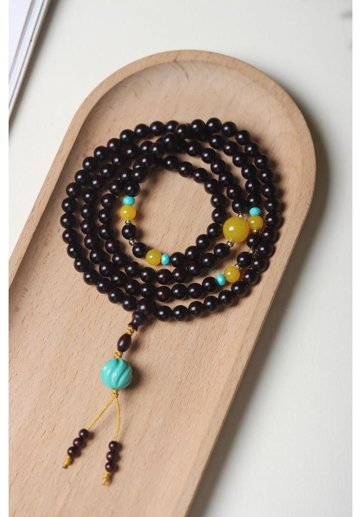 Small-Leaf Rosewood Buddhist Beads Bracelet - 0.8 Multiloop for Men & Women
