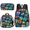 Zaino Anime 3D Tre Pezzi Roblox Zaino Studente Borsa Pranzo Astuccio Zaino Scolastico Stampato