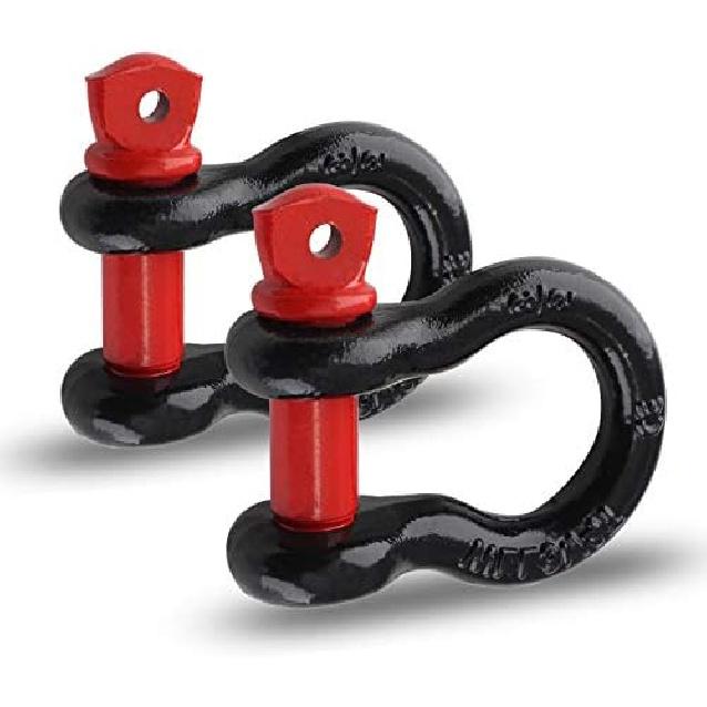 2Pcs 5/8 Inch D Ring Shackle, D Shackle Rugged 19.5 Ton(42990 Lbs) Maximum Break Strength, 3.25 Ton (7165 Lbs) Capacity (Pack Of 2)