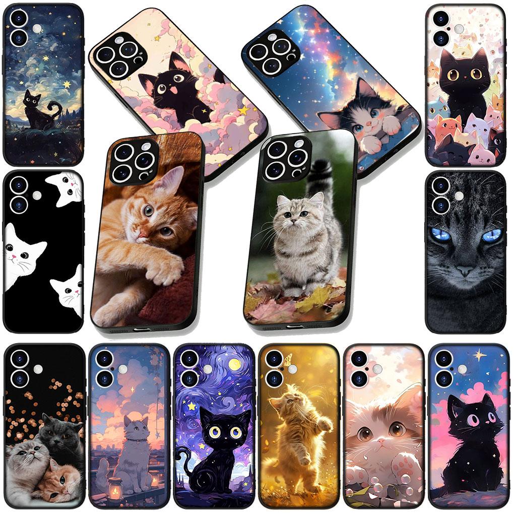Kitten Cat Meow Anime Casing Phone Cover for Apple iPhone 17 16 14 15 Pro Max Plus 15+ 16E XR ProMax Air 16+ Soft Case