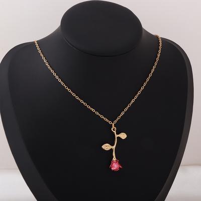 Fashion Drop Oil Rose Versatile Collarbone Chain Temperament Personalized Necklace Neck Chain Valentine's Day Women's Jewelry