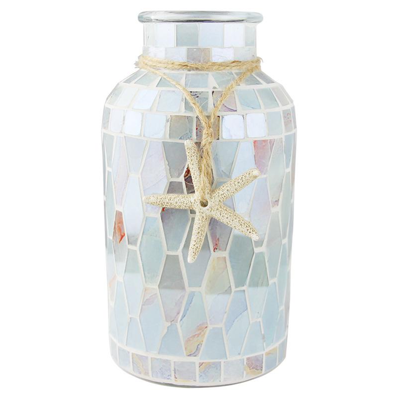 Pastoral Pink Purple Floral Straight Mosaic Glass Vase Fashion Home Guest Restaurant Decoration Countertop Vase