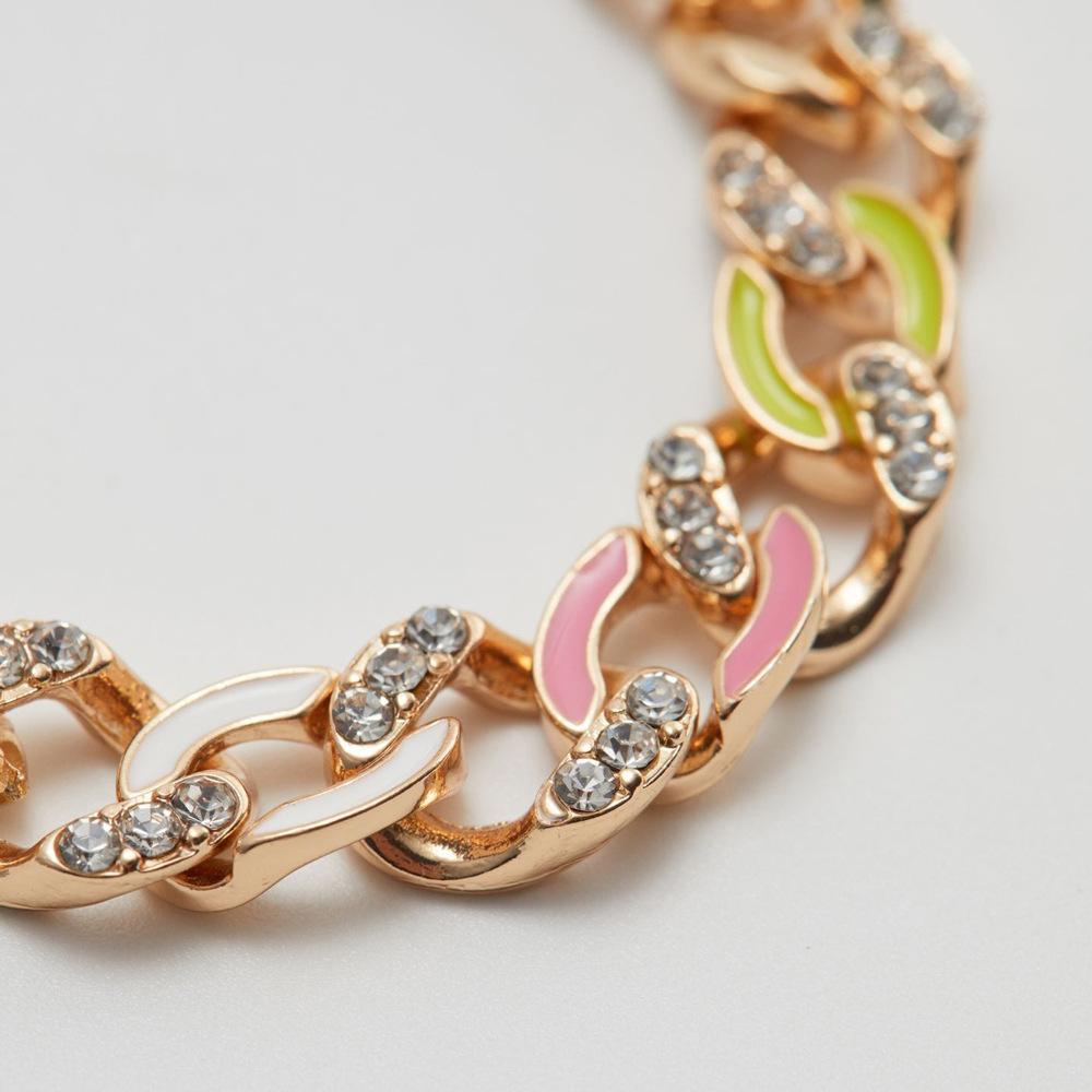 Trendy Unisex Colorful Enamel Thick Chain Bracelet: Stylish Luxury Statement