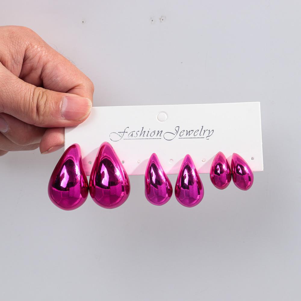 Extra Large 3pair Acrylic Chunky Waterdrop Earring Dupes for Women Metallic Color Teardrop Y2K Earring Hoops Jewelry Lightweight