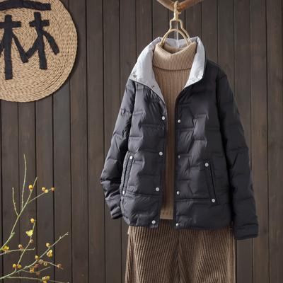 Autumn Winter Women White Duck Down Coat Casual Lapel Single Breasted Jacket Fashion Light Puffer Parka Outwear
