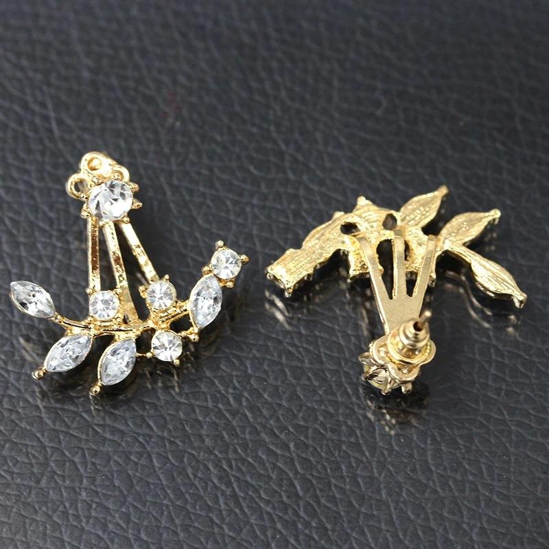 Trendy Crystal Small Stud Earring For Women Korean Daisy Leaves Girls Sweet Earring Fashion Jewelry Accessories