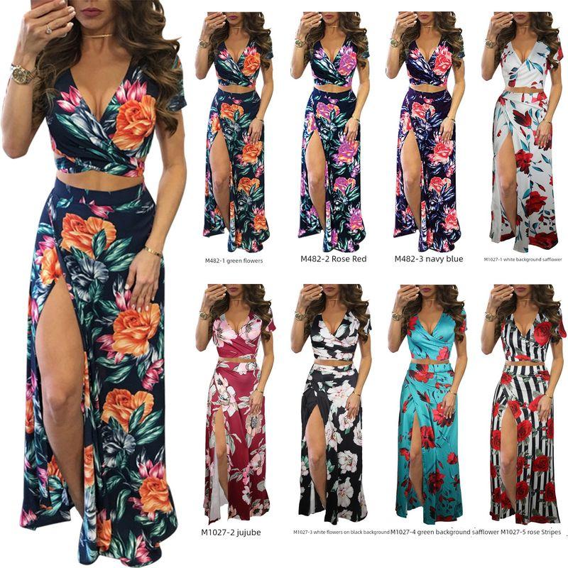 M482 Cross-Border Boutique European and American Popular Amazon Independent Station Classic Floral Hot Sale Dress Two-piece Set