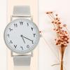 Quartz Movement Stainless Steel Strap Analog Round   Watch Wristwatch (Silver)