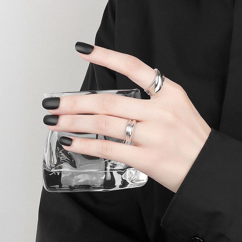 Vintage Exaggerated Irregular Curved Concave Wide Band Open Ring For Women Fashion Statement Jewelry