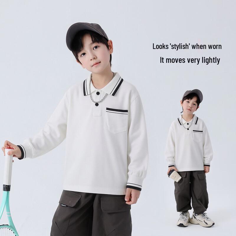 Boys' Long Sleeve Cotton Blend Polo Shirt