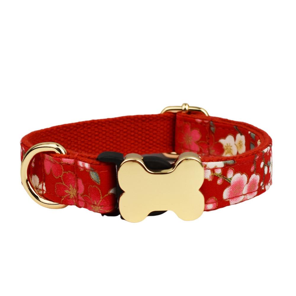 Pet Dog Collar With Printed Design And Bone Decoration For Small Medium Large Pets