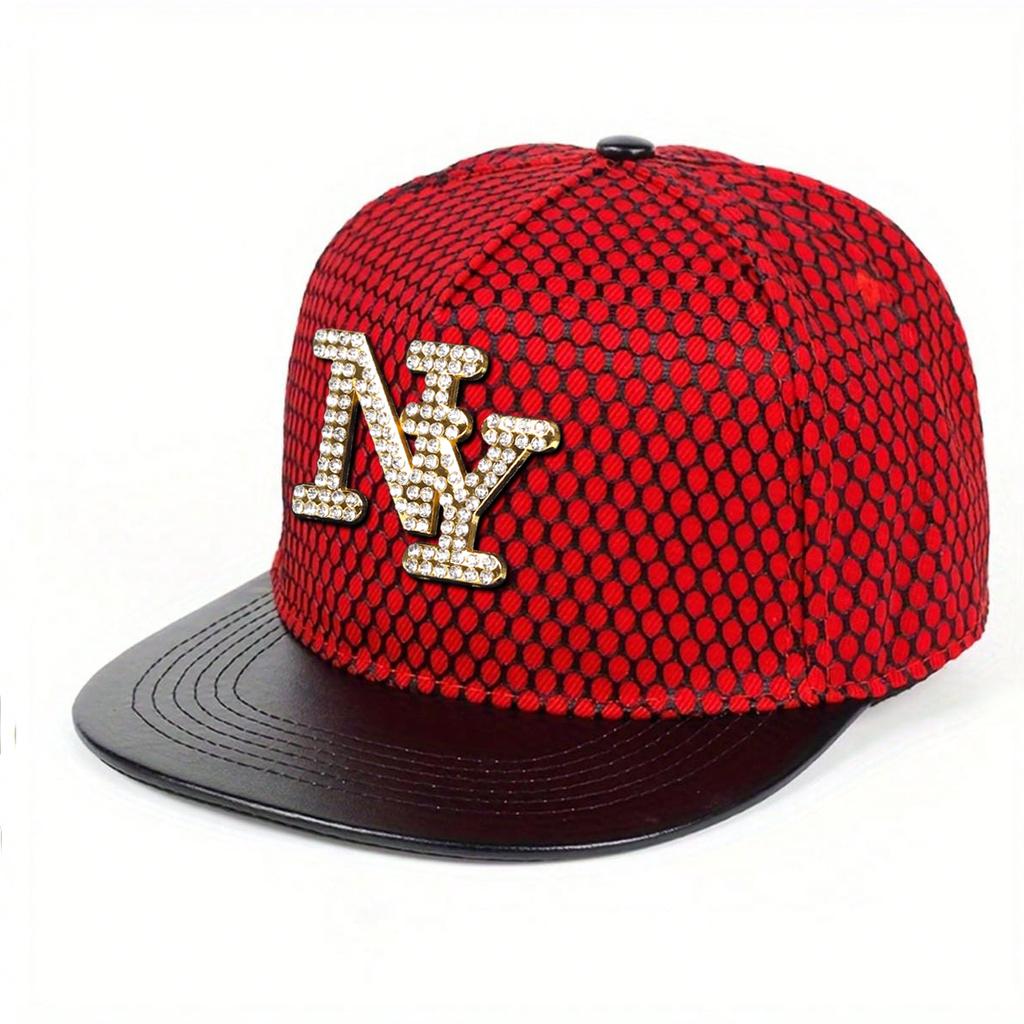 Metal Letter Leather Brim Hip Hop Hat Men and Women Baseball Cap Fashionable Flat Top Caps Casual Hats