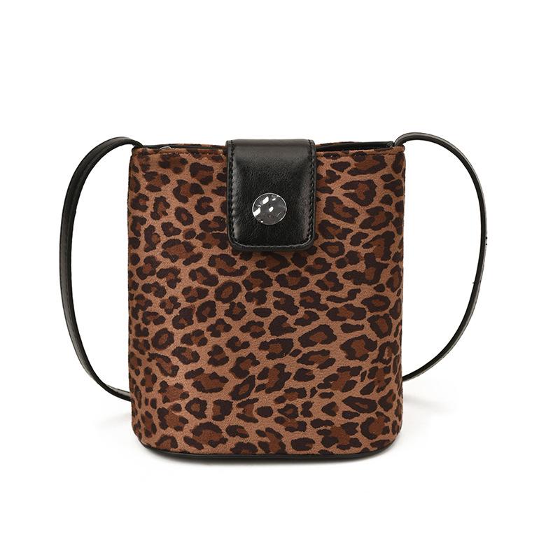 

Корейская ретро женская сумка-ведро через плечо с леопардовым принтом 2025 – Универсальная, трендовая сумка на плечо цветной печати леопарда
