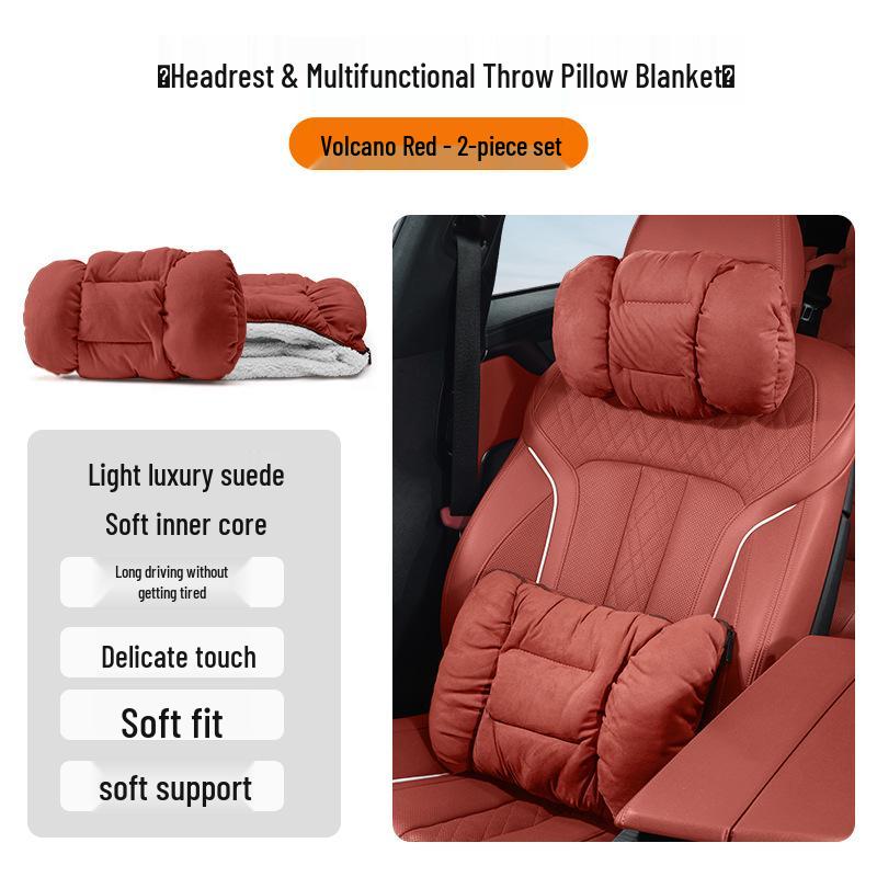 Winter Headrest & Lumbar Support Pillow for AITO M7/M9/M5 - Plush Lambswool Two-in-One Blanket