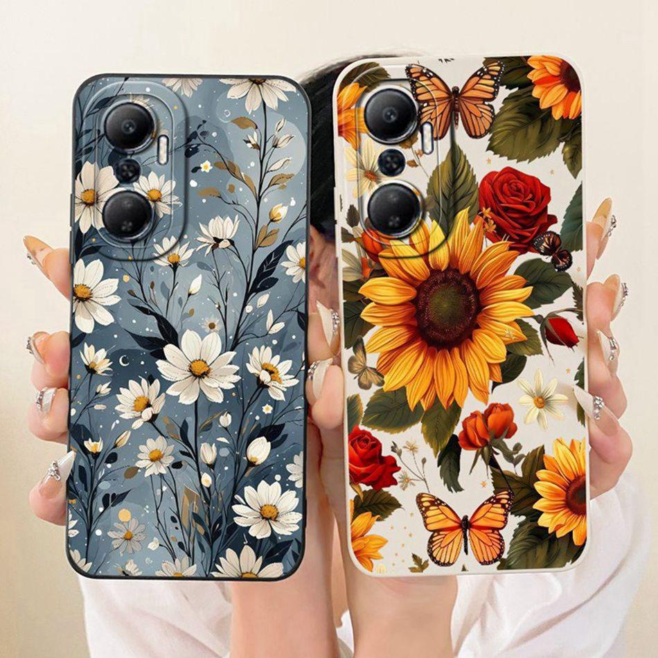 For Infinix Hot 20 20Play Cute Cat Flower Cartoon Phone Case For Infinix Hot 20 Play Hot20 4G Soft Silicone Covers Bumpers