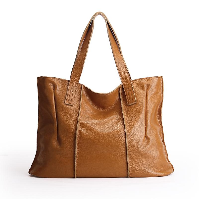 First layer cowhide large-capacity portable tote bag, high-end sense versatile fashion women's genuine leather shoulder bag