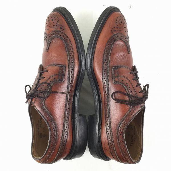 Vintage Made in USA Johnston & Murphy Long Wingtip Business Shoes Brown size 9.5D 27.0-27.5 Men's(USED)