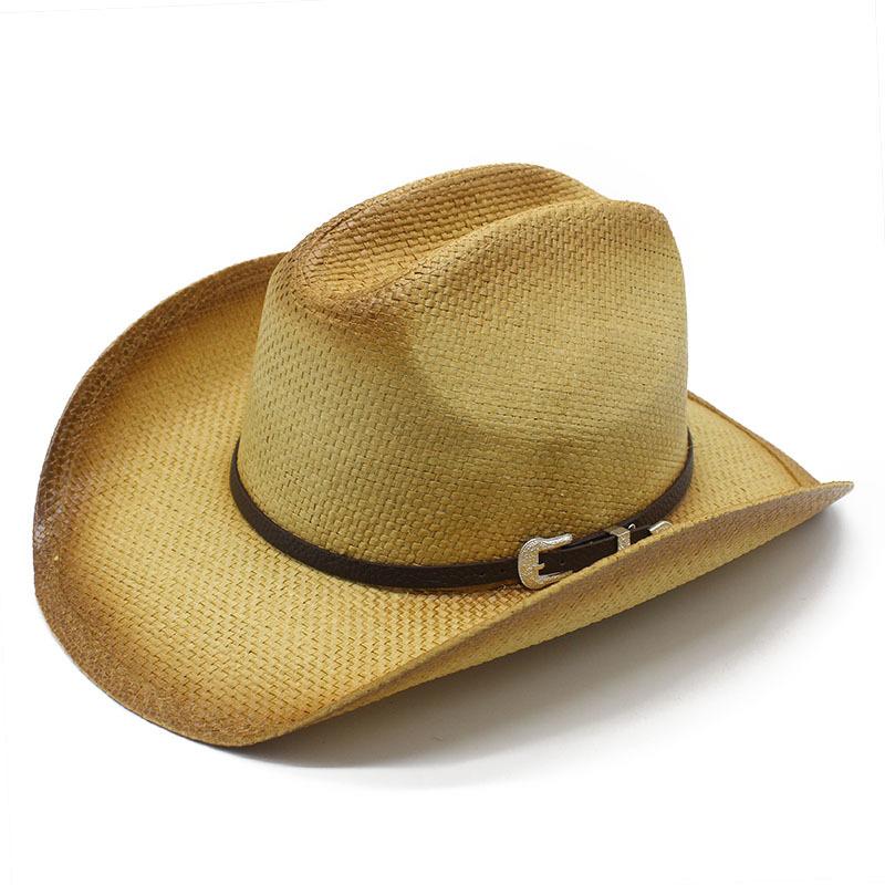 

Hat Natural Straw Western Cowboy Hat Women S Hat Summer Sunscreen Shade Straw Hat Men S Hat M（56-58cm） хакі