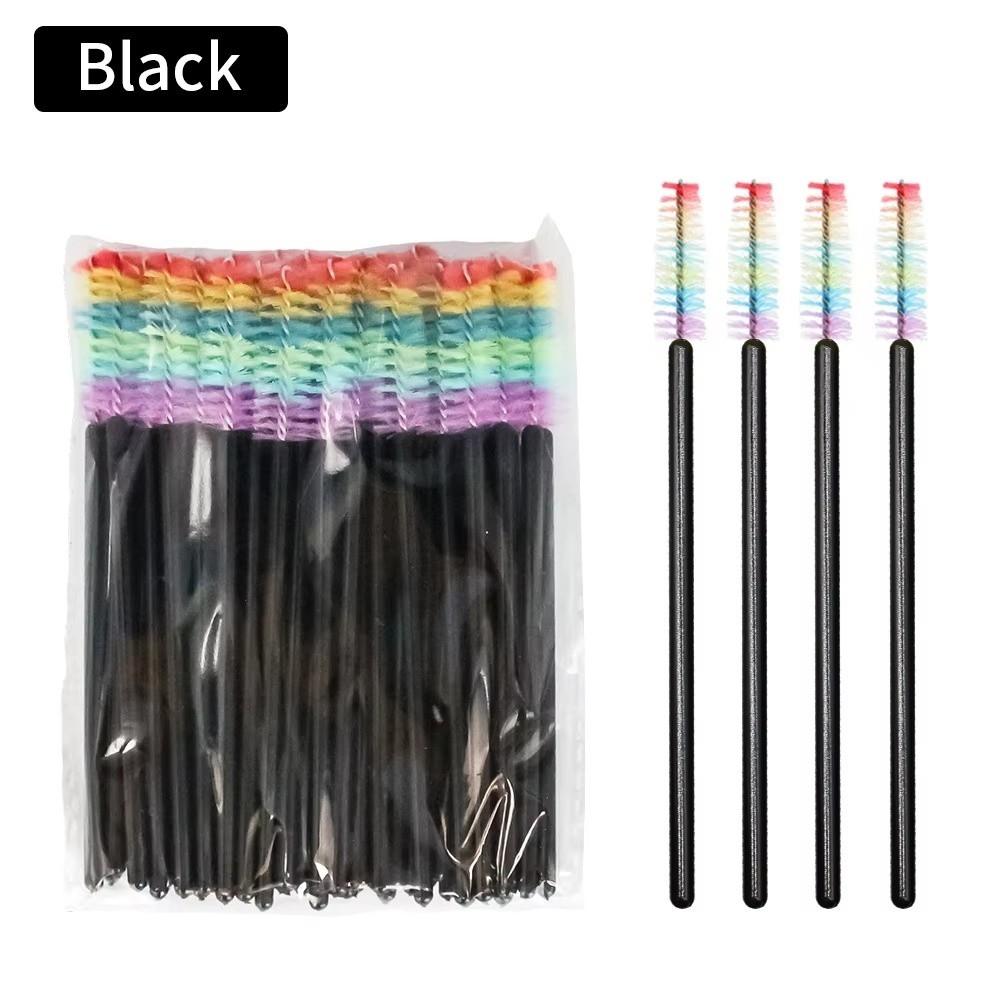 50Pcs Crystal Eyelash Brush Microbrush Cosmetics Tool Eyelash Brushes Rainbow Color Eyelashes Extension Spoolie