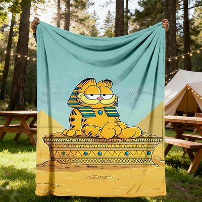 1PC Egyptian Garfield Outdoor Blanket Lightweight Flannel, Soft & Warm, All-Season Use for Sofa, Outdoor, Camping, Living Room, Office91