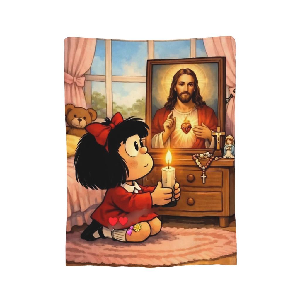 Mafaldas Good Night Sleep Blanket Cover Inspirational Quote Flannel Throw Blankets Air Conditioning Printed Soft Warm Bedspread