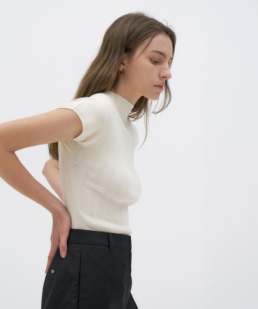 LAMEREI Holgament High Neck Ribbed Knit[Lmbfsu24Kn4252]-3Color