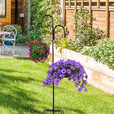 Bird Feeder Pole Double Shepherds Hook Outside Easy Installation Display Hanger Iron for Deck
