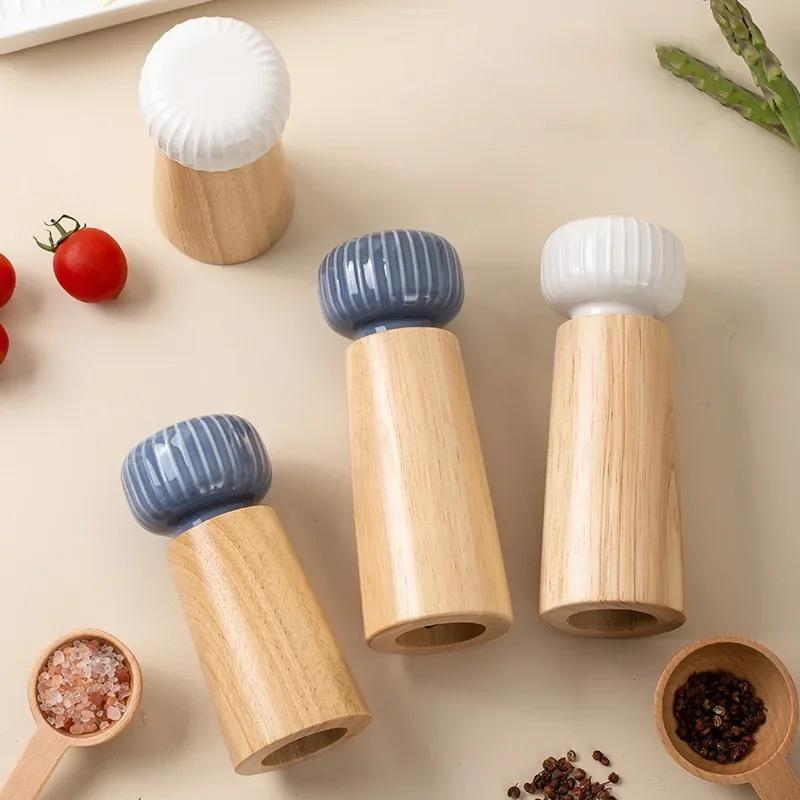 Manual Salt and Pepper Grinders Adjustable Coarseness with Ceramic Core Black Pepper Mill Seasoning Bottle for Kitchen Supplies