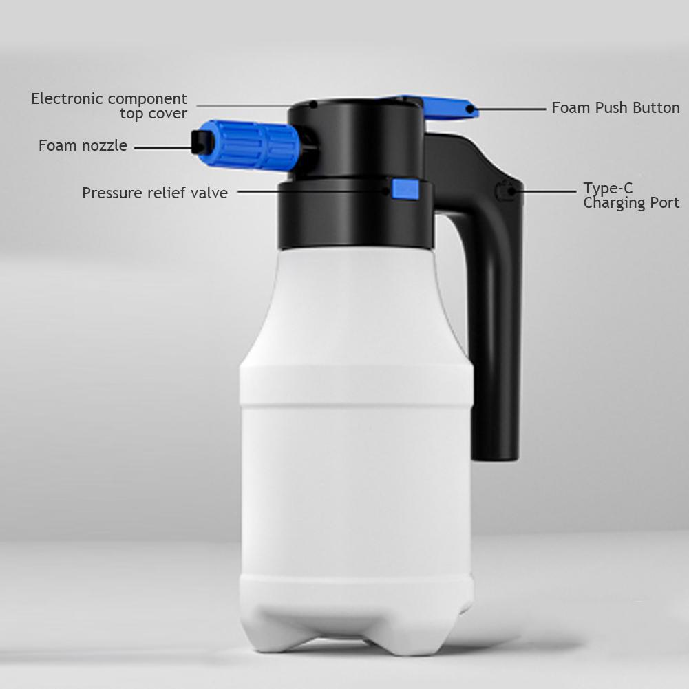 1.5L Endurance Car Wash Foam 2300mAh Battery Lance Watering Can Foam Detailing Sprayer Cleaner for Garden Watering Home Cleaning